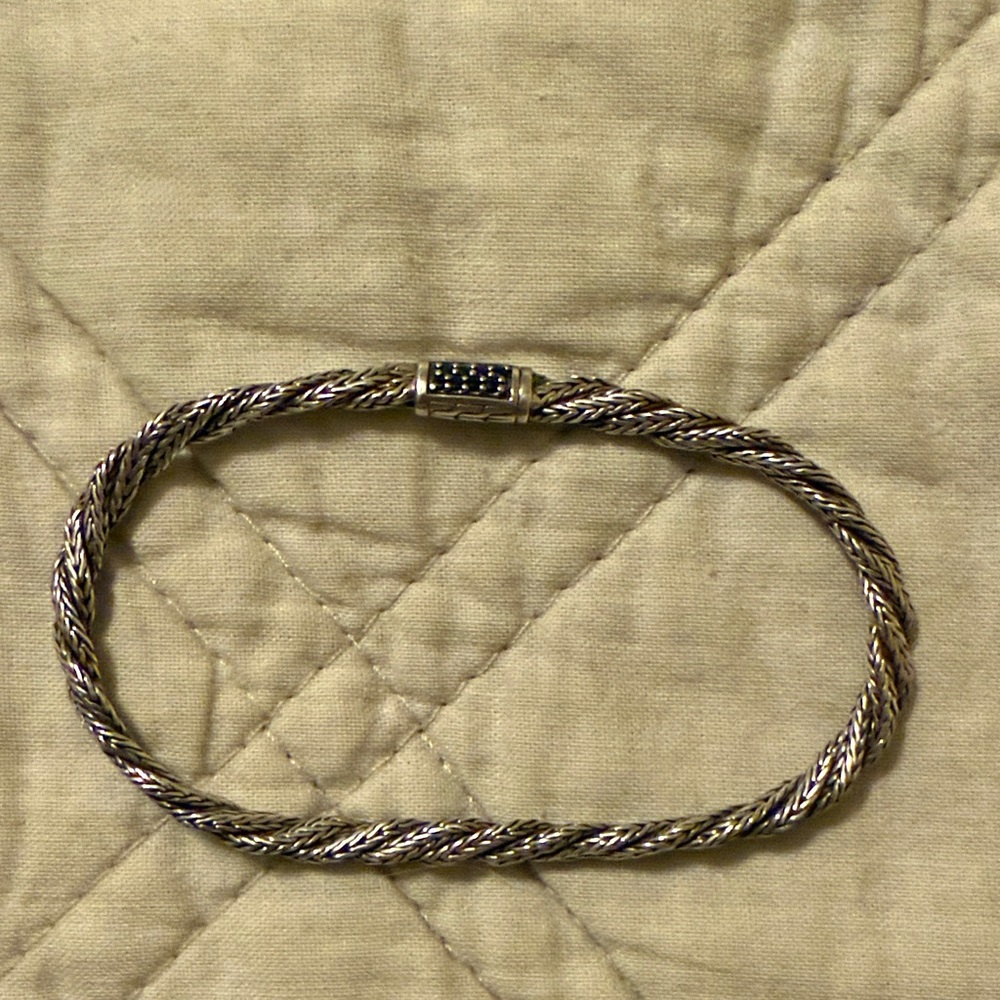 John Hardy Twisted Rope Bracelet with black stones